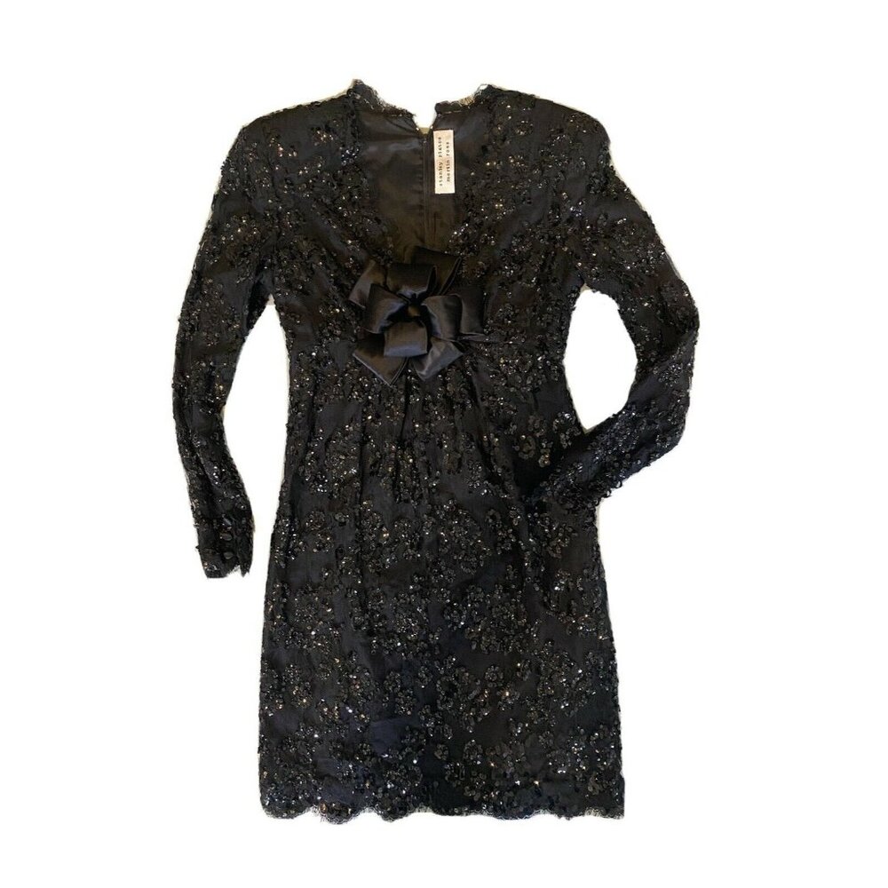 VTG 80’s Stanley Platos 2 4 Martin Ross Mini Lace Sheath Dress Cocktail Black